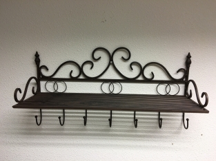 1 layer coat rack, wall rack, in wrought iron brown