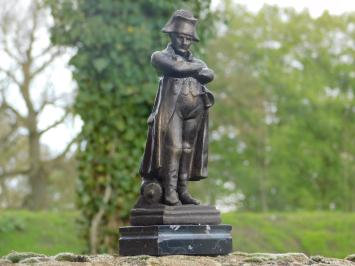 Statue Napoleon on marble base - bronze look - metal