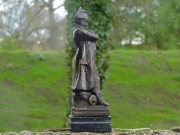 Statue Napoleon on marble base - bronze look - metal