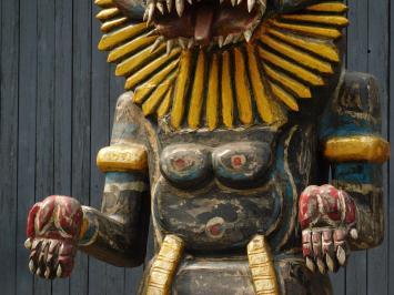 Historische Balinese tijger zwart II XXL - handgemaakt van hout - authentiek