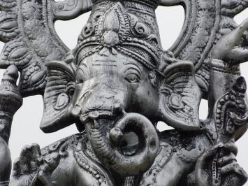 Ganesha XL - silbergrau mit schwarz - Polystone