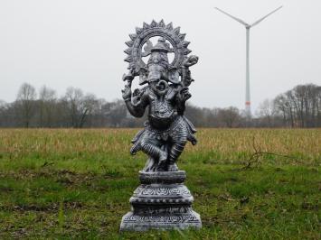 Ganesha XL - zilvergrijs met zwart - polystone