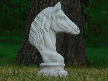 Statue Horse's head - full stone - white with grey shades