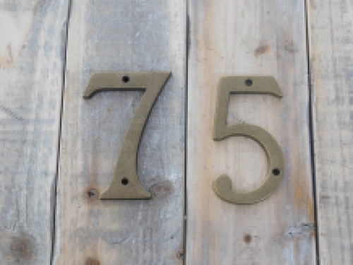 House numbers, brass antique-brass-any combination of 1-9