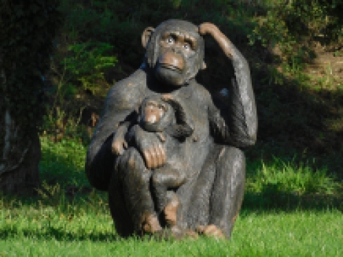 Statue monkey with young - XXL - polystone - detailed
