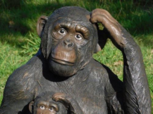 Statue monkey with young - XXL - polystone - detailed