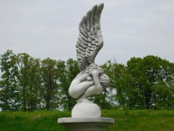 Kniender Engel mit erhobenen Flügeln, schöne Steinskulptur!