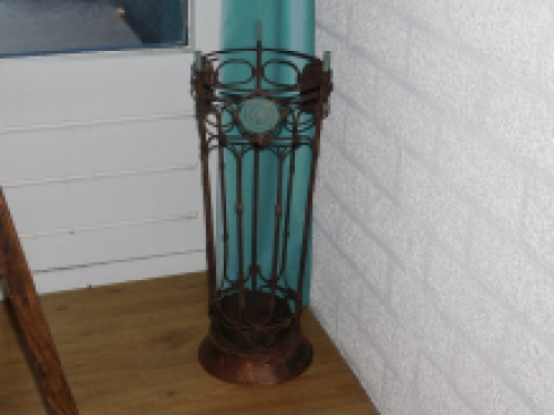 Umbrella stand - wrought iron with hardwood base