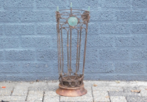 Umbrella stand - wrought iron with hardwood base