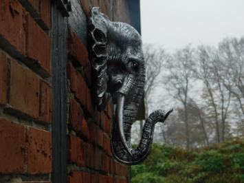 Mooie zwart-zilveren olifantenkop wandornament, prachtig!!