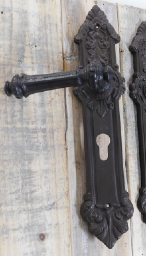 Set of door hardware - PZ 92 - for front door - antique iron