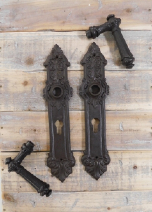 Set of door hardware - PZ 92 - for front door - antique iron