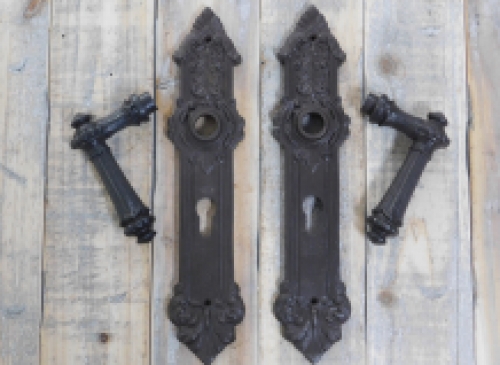 Set of door hardware - PZ 92 - for front door - antique iron