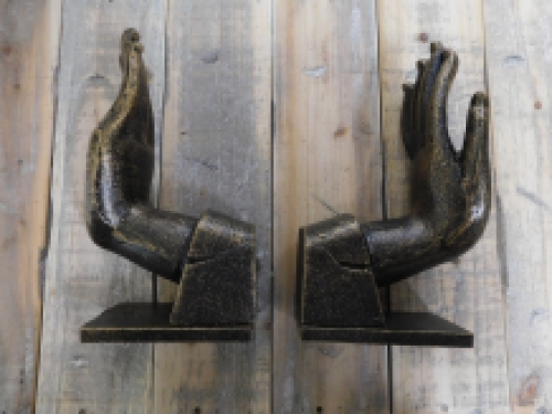 Set of 2 ''Hands'' as bookends - cast iron