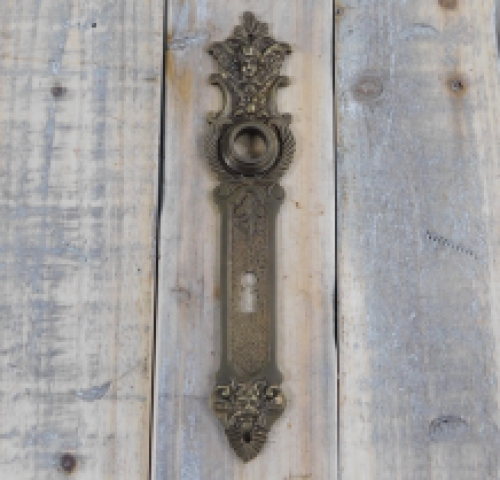 1 Door plate - Angels - patinated brass, for room door, BB72