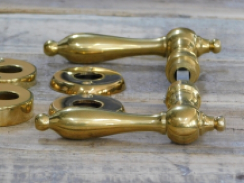 Set of door hardware - polished brass - including security rosette