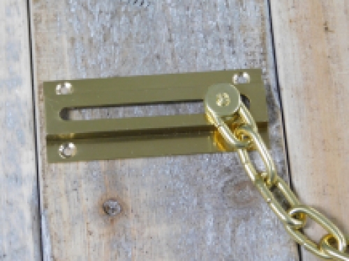 Security chain for doors, brass, plus screws.