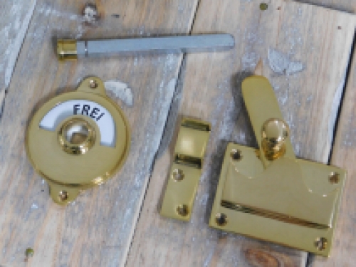 Locks for toilet door, toilet door lock, closed and occupied/inactive, brass