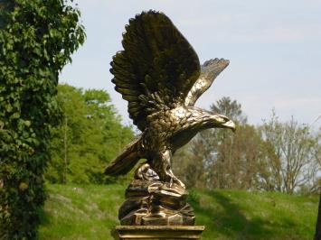 Eagle on pedestal - polystone - gold/black