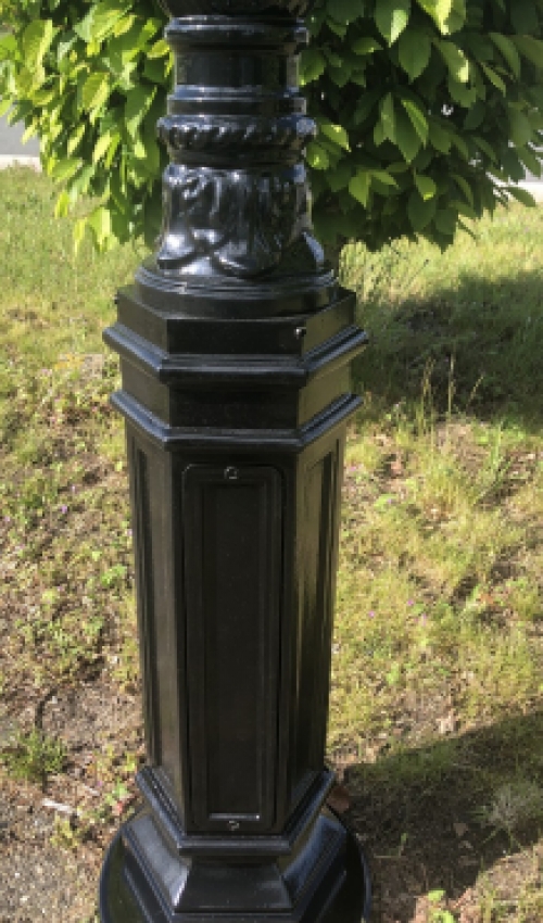 Buitenlamp, lantaarn Amsterdam met keramische fitting en glas, gegoten aluminium zwart, 320 cm.