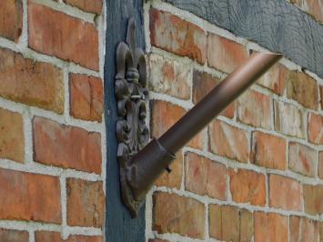 Flagpole holder with French Lily - Brown - Cast iron