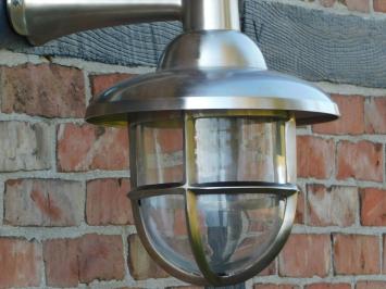 Antieke klassieke scheepslamp - wandlamp - vernikkeld messing  - fors