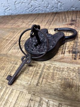 Fors hangslot van gietijzer - antiek-look - incl. oude sleutels