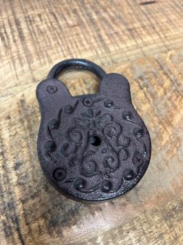 Fors hangslot van gietijzer - antiek-look - incl. oude sleutels
