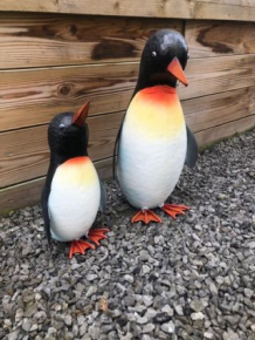 Set van 2 Pinguïns - moeder & jong - handgemaakt