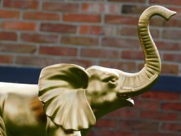 Statue Elefant - Keramik - Mattgold