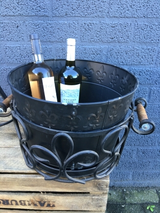 Beautiful metal wine cooler, beautiful wrought ironwork!