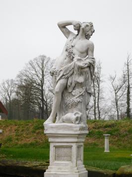 Garden Statue Dionysos/Bacchus on Pedestal - 200 cm - Stone