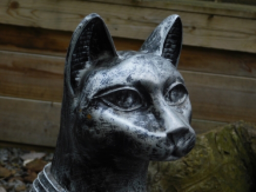 Bastet de Egyptische katten godin, sculptuur van Polystone zwart/grijs
