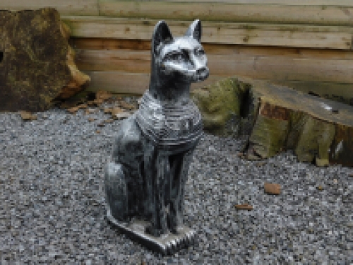 Bastet de Egyptische katten godin, sculptuur van Polystone zwart/grijs