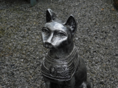 Bastet de Egyptische katten godin, sculptuur van Polystone zwart/grijs