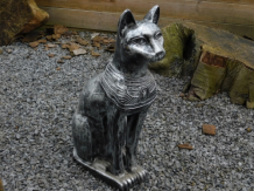 Bastet de Egyptische katten godin, sculptuur van Polystone zwart/grijs