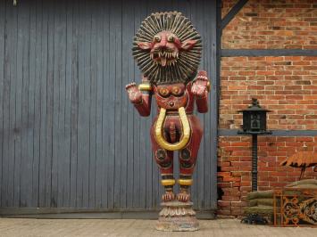 Historischer balinesischer Tiger rot XXL - handgefertigt aus Holz - authentisch