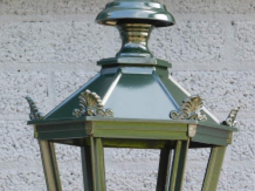 Classical lantern 'Barcelona' - outdoor lamp with ceramic socket and glass, alu green, 275cm