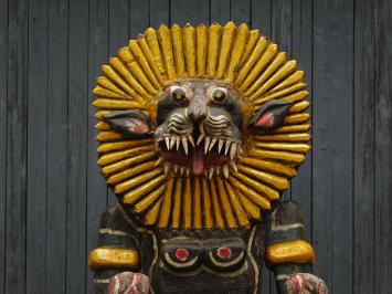 Historical Balinese tiger black XXL - handmade of wood - authentic
