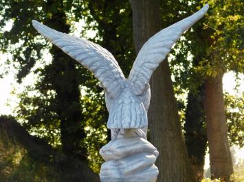 Garden Statue: Eagle with Spread Wings on Pedestal – 107 cm – Stone Set