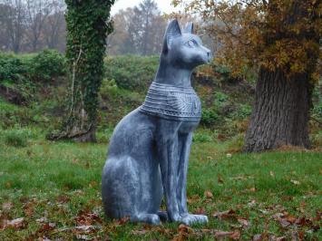 Statue Bastet - Egyptian Goddess -  cat grey - polystone