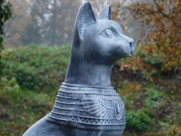 Statue Bastet - Egyptian Goddess -  cat grey - polystone