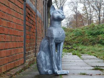 Statue Bastet - Egyptian Goddess -  cat grey - polystone