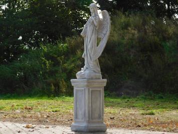 Large Statue of an Angel with Roses on a Pedestal – 117 cm – Stone