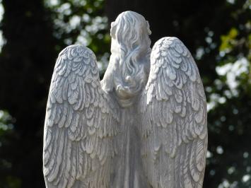 Large Statue of an Angel with Roses on a Pedestal – 117 cm – Stone