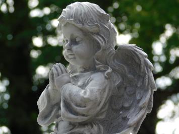 Beeld Engel - 33 x 24 cm - Wit/Grijs - Polystone