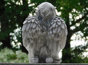 Beeld Engel - 33 x 24 cm - Wit/Grijs - Polystone
