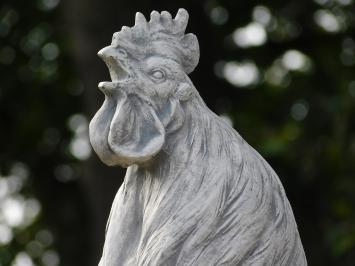Tuinbeeld Haan XL op Sokkel - 112 cm - Stenen Dierenbeeld met Zuil