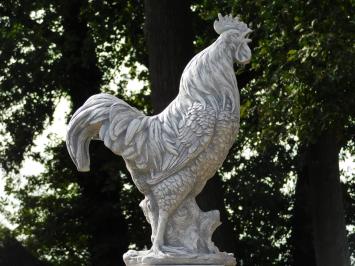 Tuinbeeld Haan XL op Sokkel - 112 cm - Stenen Dierenbeeld met Zuil