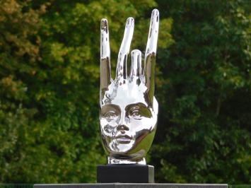 Statue ''Handmask'' of Ceramic - Chrome Finish